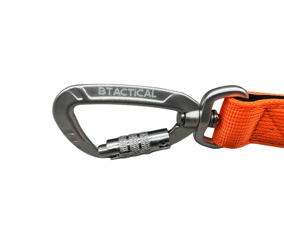 BTactical™ Extra-Strong Nylon Carabiner Clip Dog Lead | Citrus Orange
