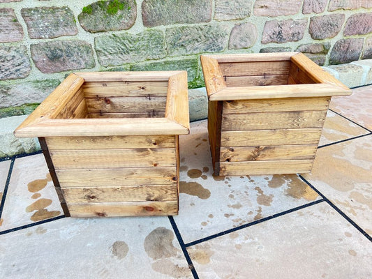 Charles Taylor Trading 2pc Large Planter Set Brown