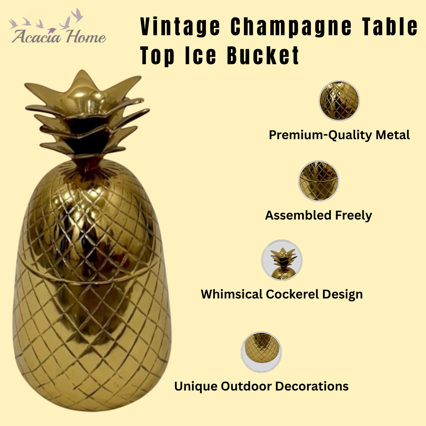 29cm GOLD PINEAPPLE ICE BUCKET