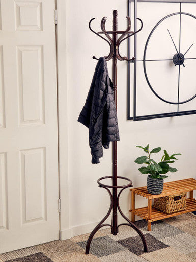 Kennedy Mahogany Finish Coat Stand | Solid Wood & Free Standing