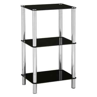Adam 3 Tier Black Glass Shelf Unit