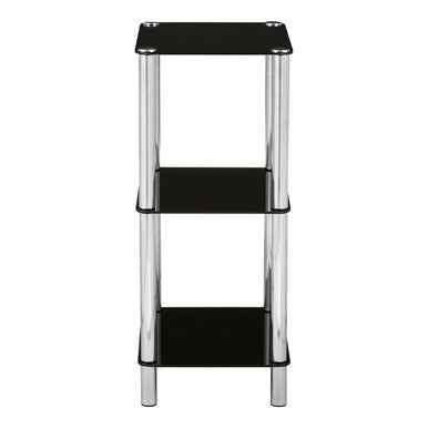 Adam 3 Tier Black Glass Shelf Unit