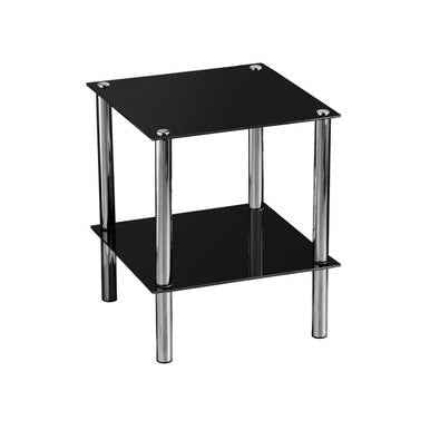 Adam 2 Tier Black Glass End Table