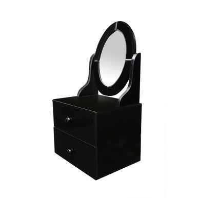 Gala Black Glass Vanity Mirror With Drawers