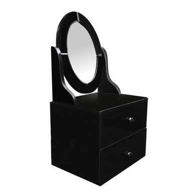 Gala Black Glass Vanity Mirror With Drawers
