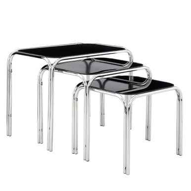 Jordan Set Of Three Black Glass Nest Of Tables