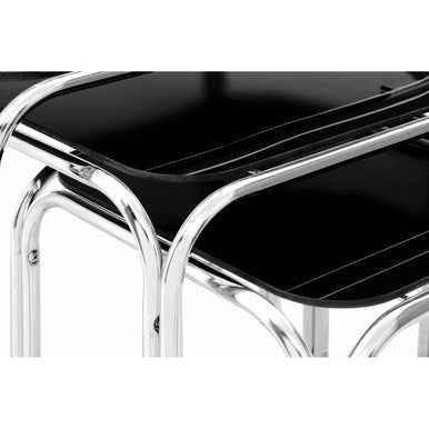 Jordan Set Of Three Black Glass Nest Of Tables
