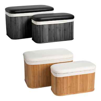 Bambi Set Of Bamboo Storage Ottoman