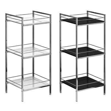 Quincy 3 Tier Black High Gloss Shelf Unit
