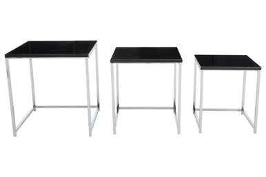 Fulton Black Nest Of 3 Tables With Chrome Frame