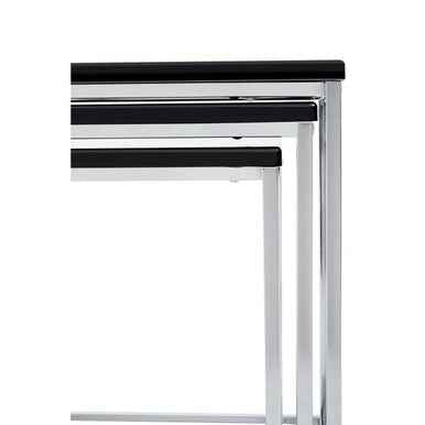 Fulton Black Nest Of 3 Tables With Chrome Frame