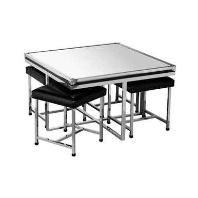 Carla 5Pc Crocodile Leather Effect Table And Stool Set