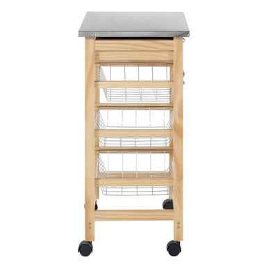 Harlow Glenn 3 Wire Baskets Pinewood Kitchen Trolley