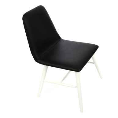 Cassy Black Leather Effect Dining Chair With White Legs