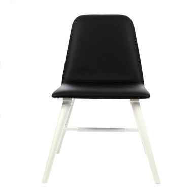 Cassy Black Leather Effect Dining Chair With White Legs