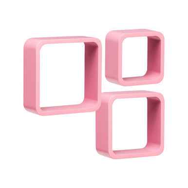 Set Of Three Pink Mdf Wall Cubes