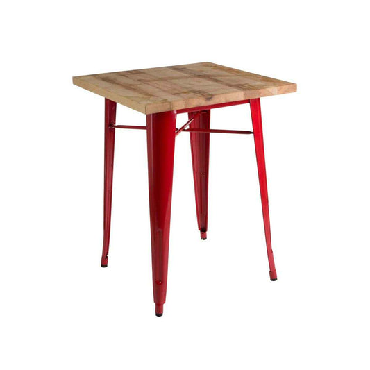 Algate Red Side Table in Powder Coated Metal and Wood
