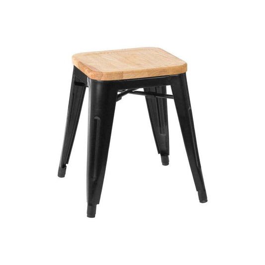 Aldgate Black Stool in Powder Coated Metal and Wood