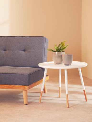 Viborg White And Natural Small Round Side Table