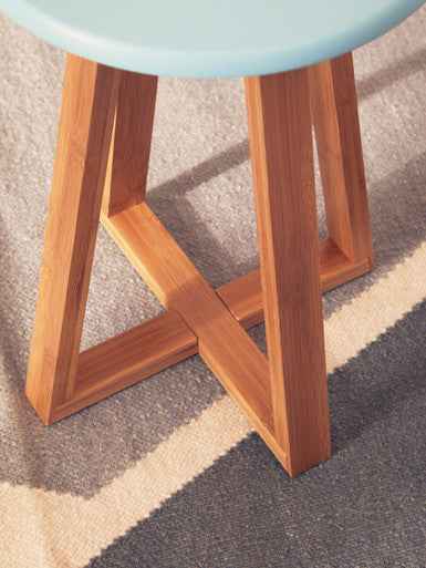 Viborg Blue Bamboo Round Stool