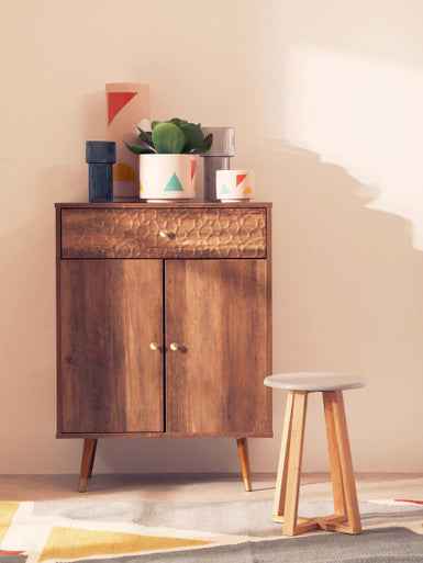 Viborg Grey Bamboo Round Stool