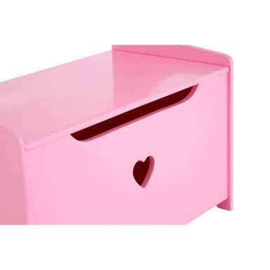 Kids Pink Heart Design Storage Box And Seat