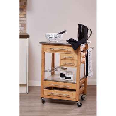 Harlow Bamboo Four Drawer Kitchen Trolley