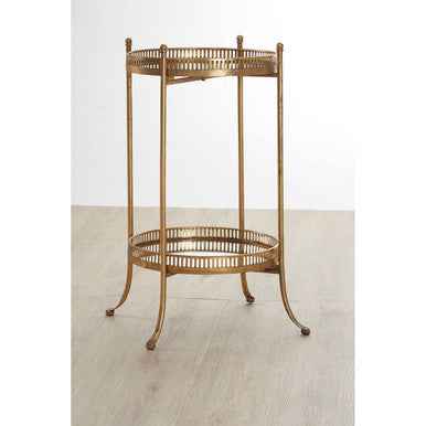 Reza Gold Finish Mirrored Tray Table