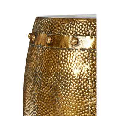 Reza Set of 2 Hammered Drum Stools and Tables