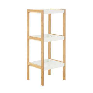 Nostra Three Tiered White And Natural Shelf Unit