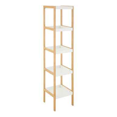 Nostra Five Tier White And Natural Shelf Unit