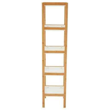 Nostra Five Tier White And Natural Shelf Unit