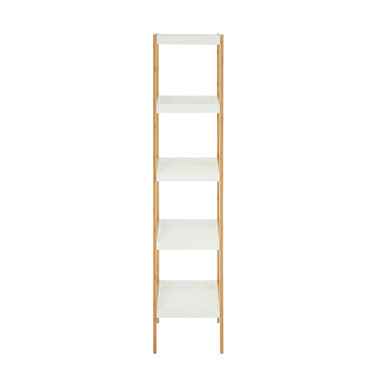 Nostra Five Tier White And Natural Shelf Unit