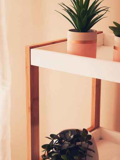 Nostra Five Tier White And Natural Shelf Unit