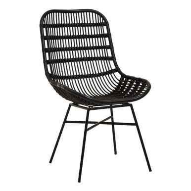 Lagom Curved Black Natural Rattan Chair