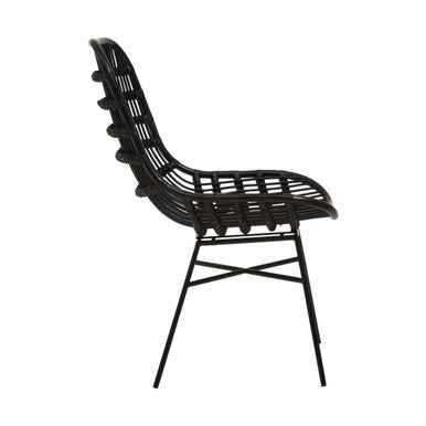 Lagom Curved Black Natural Rattan Chair