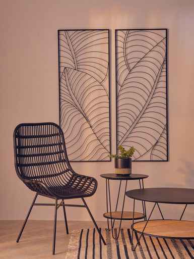 Lagom Curved Black Natural Rattan Chair