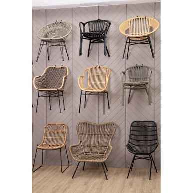 Lagom Curved Black Natural Rattan Chair