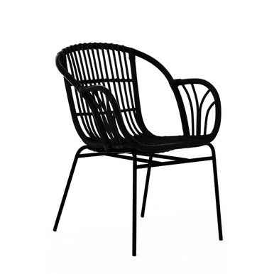 Lagom Black Natural Rattan Chair With Raised Sides