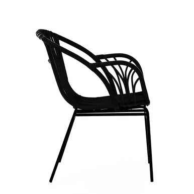 Lagom Black Natural Rattan Chair With Raised Sides