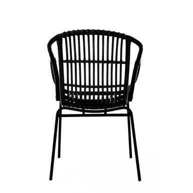 Lagom Black Natural Rattan Chair With Raised Sides