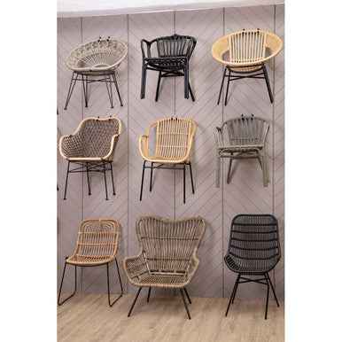 Lagom Black Natural Rattan Chair With Raised Sides