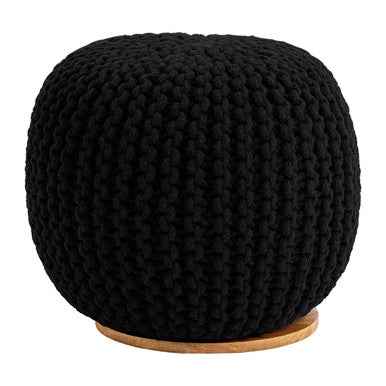 Fusion Black Woven Pouffe