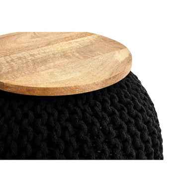 Fusion Black Woven Pouffe