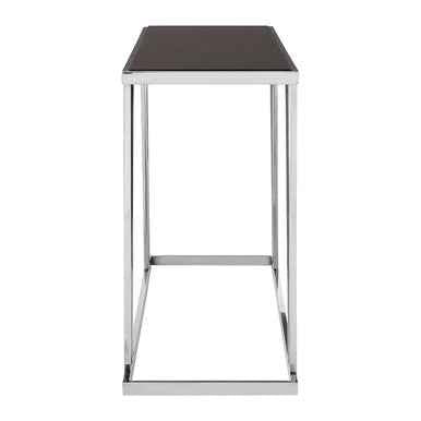 Ackley Silver Console Table With Black Glass