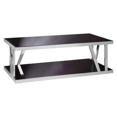Ackley Silver Coffee Table With Black Glass