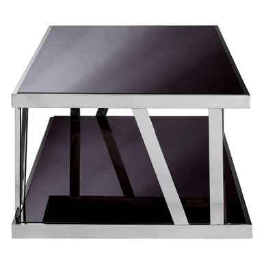 Ackley Silver Coffee Table With Black Glass