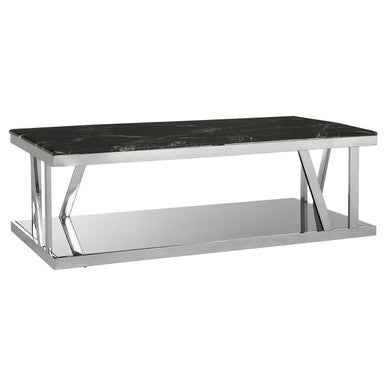 Ackley Silver Coffee Table With Marble Top