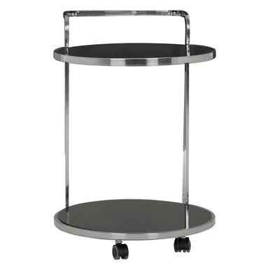 Ackley 2 Tier Silver Drinks Trolley With Black Glass