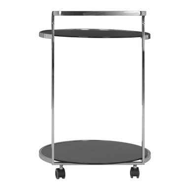 Ackley 2 Tier Silver Drinks Trolley With Black Glass